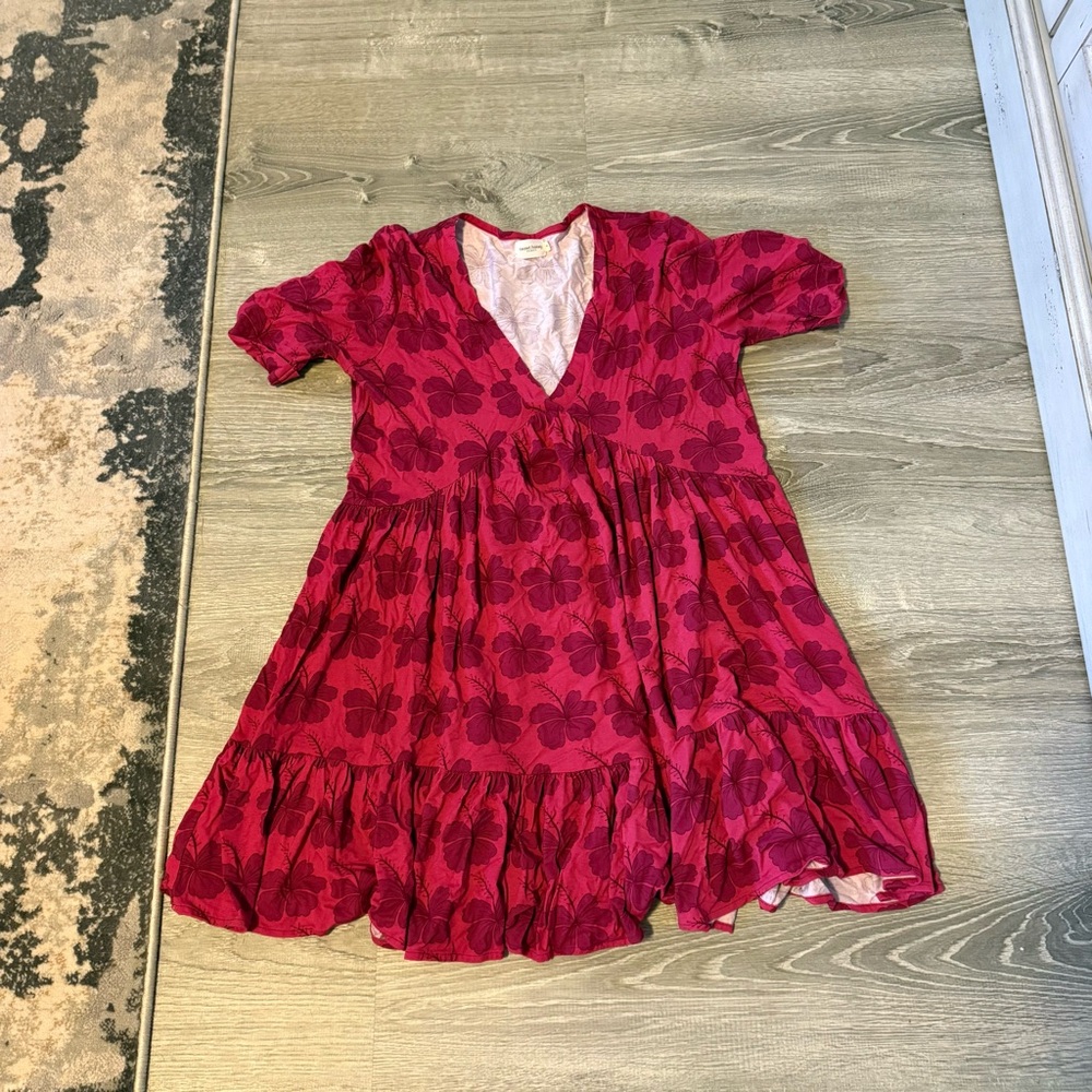 SweetHoney Crimson Floral Mini Dress